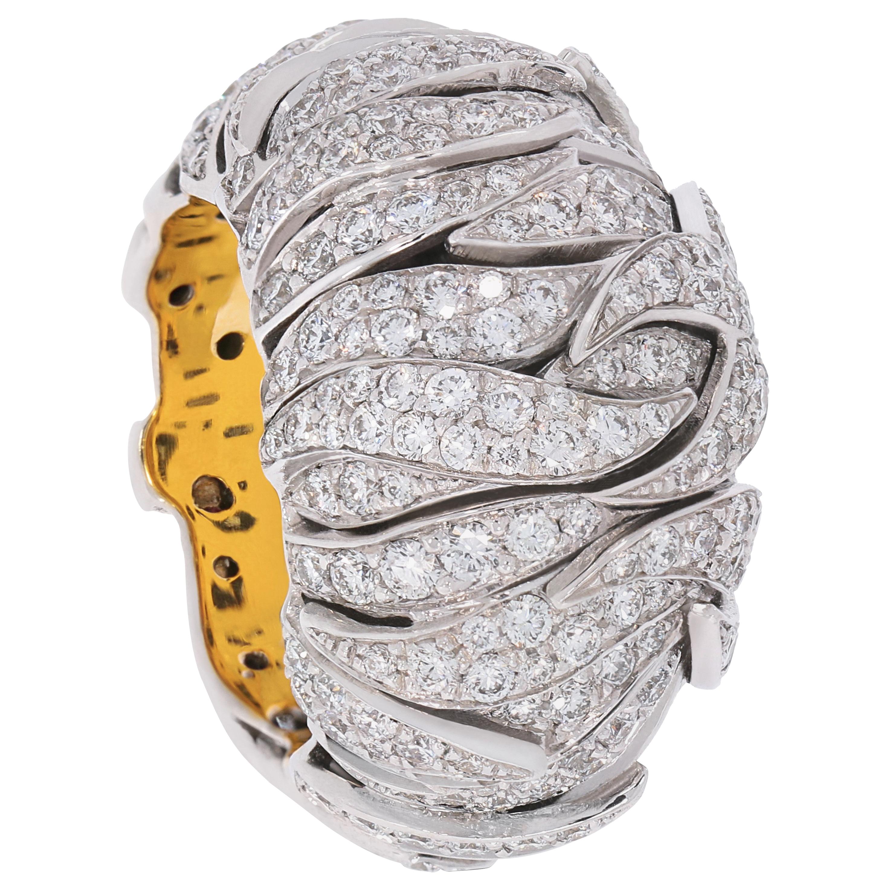Rosior one-off Diamond Dome Ring set in White and Yellow Gold