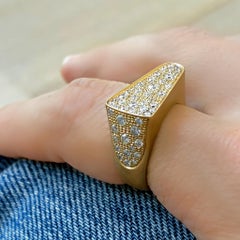 One-of-a-Kind Diamond Edge Satin Yellow Gold Parisian Ring, Yvonne Leon 2023