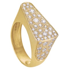 Anello parigino in oro giallo satinato con bordo di diamanti unico nel suo genere, Yvonne Leon 2023