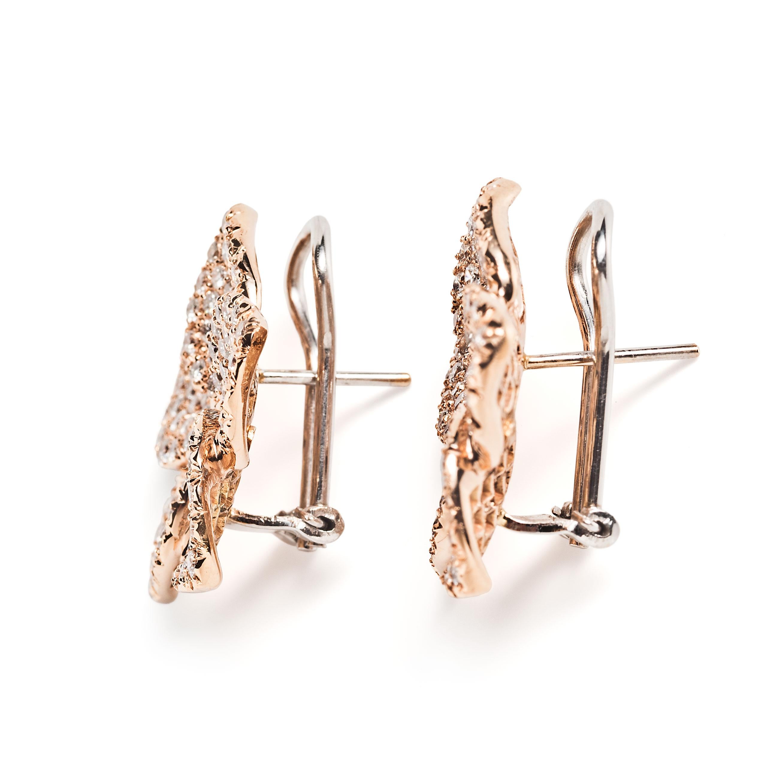 Romantic One-of-a-Kind Diamond Magnolia Earrings For Sale