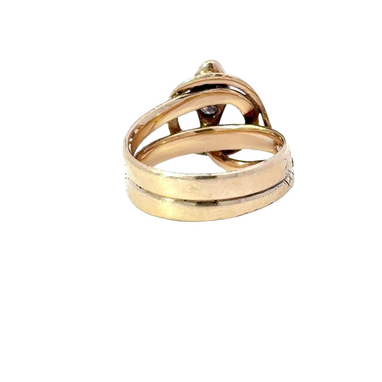 One of a Kind Diamond & Ruby Antique Victorian 14KT Gold Snake Ring 1
