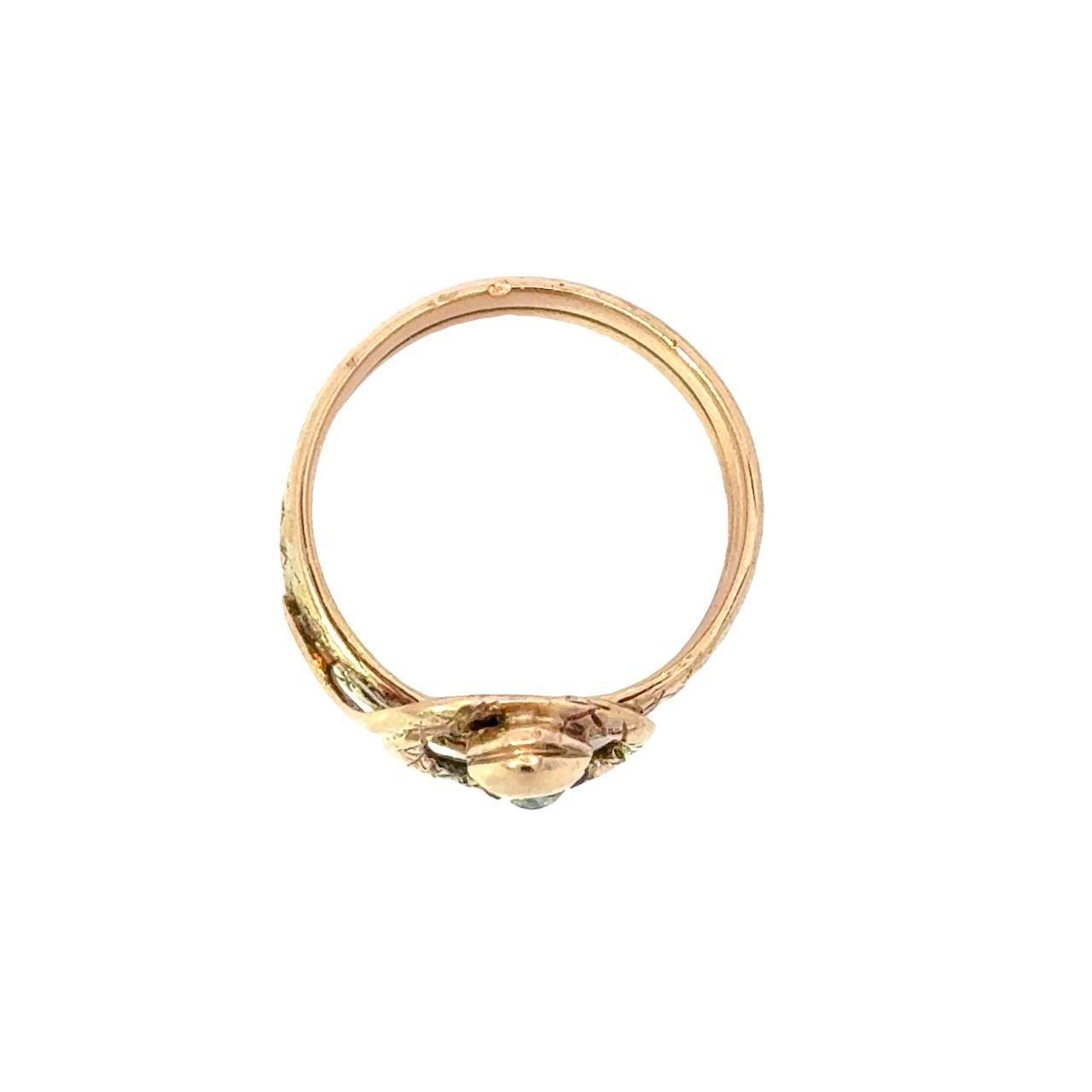 One of a Kind Diamond & Ruby Antique Victorian 14KT Gold Snake Ring 3