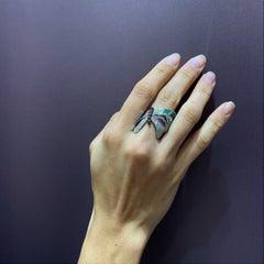 Rosior one-off Multicolor Gemstone "Butterfly" Ring set in White Gold
