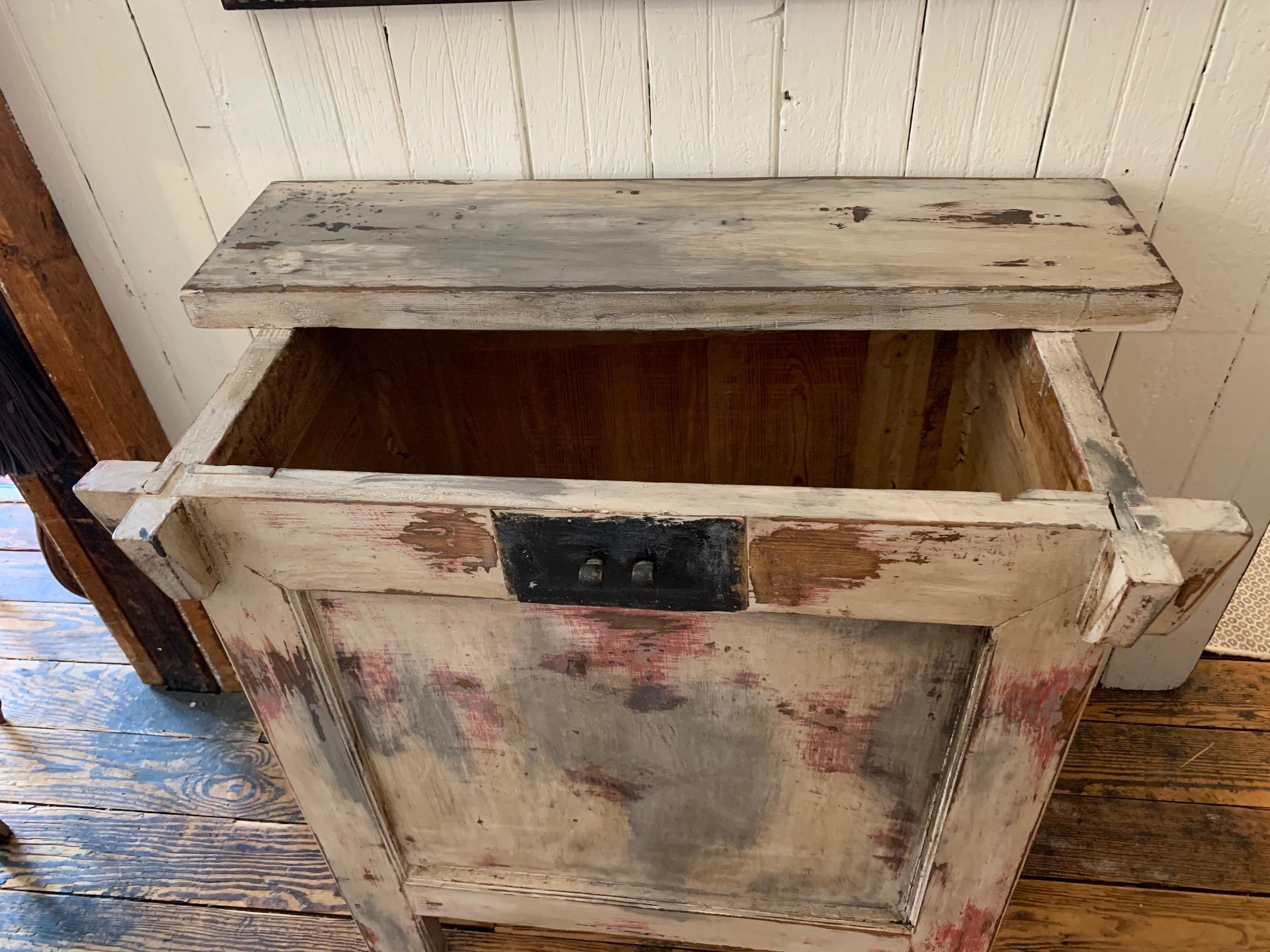 Rustic One of a Kind Distressed Painted Chest Credenza