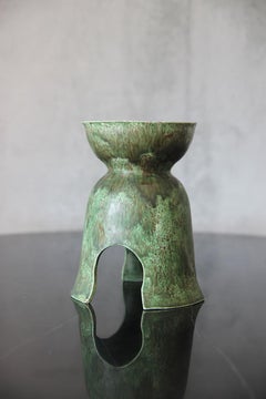 One of a Kind Dripping Light Green Glazed Signed Vase