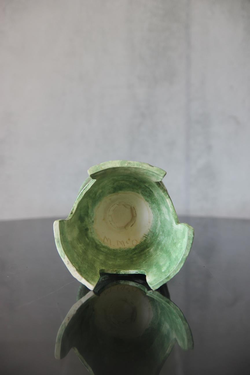French One of a Kind Dripping Light Green Glazed Signed Vase For Sale