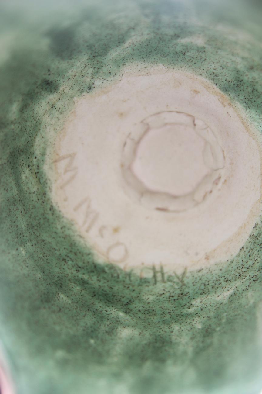 One of a Kind Dripping Light Green Glazed Signed Vase For Sale 1