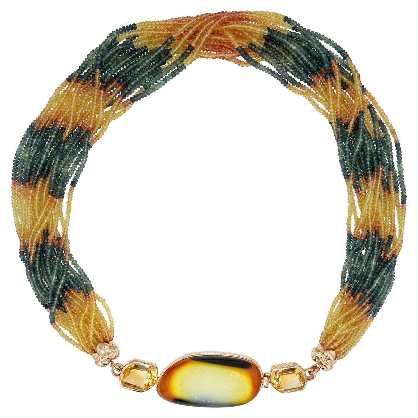 Einzigartige Druzy- und Saphir-Halskette von Stephen Dweck im Angebot