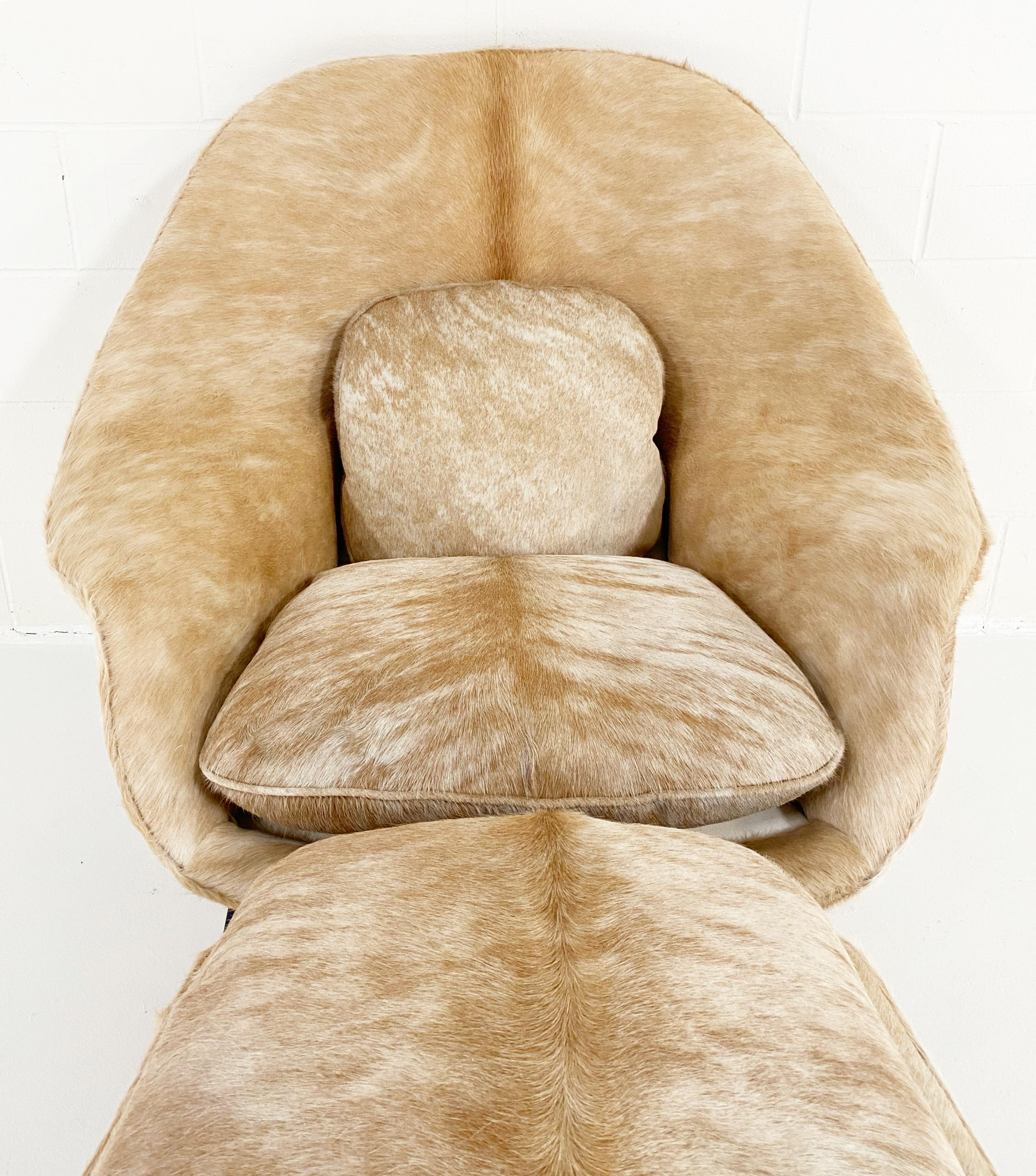 Mid-Century Modern One-of-a-Kind Eero Saarinen Womb Chair and Ottoman Restored in Brazilian Cowhide