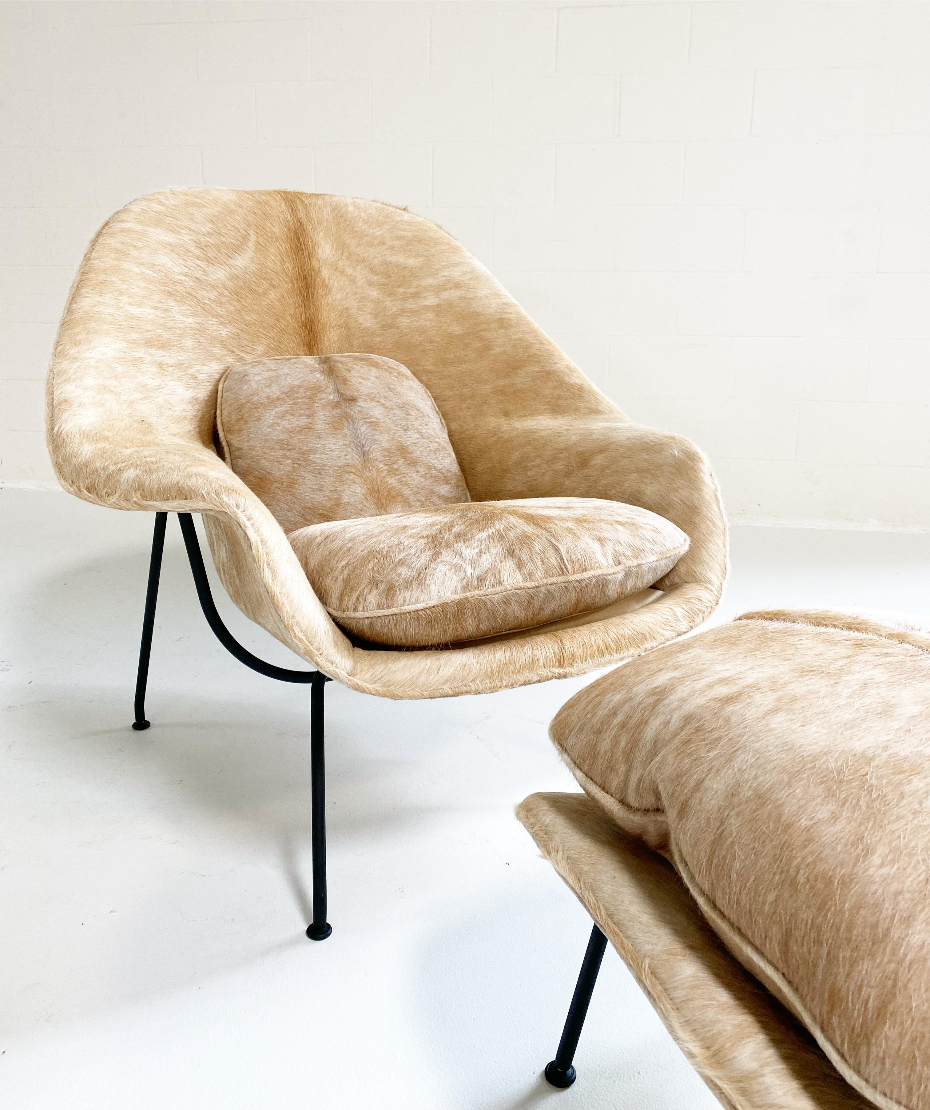 One-of-a-Kind Eero Saarinen Womb Chair and Ottoman Restored in Brazilian Cowhide In Excellent Condition In SAINT LOUIS, MO