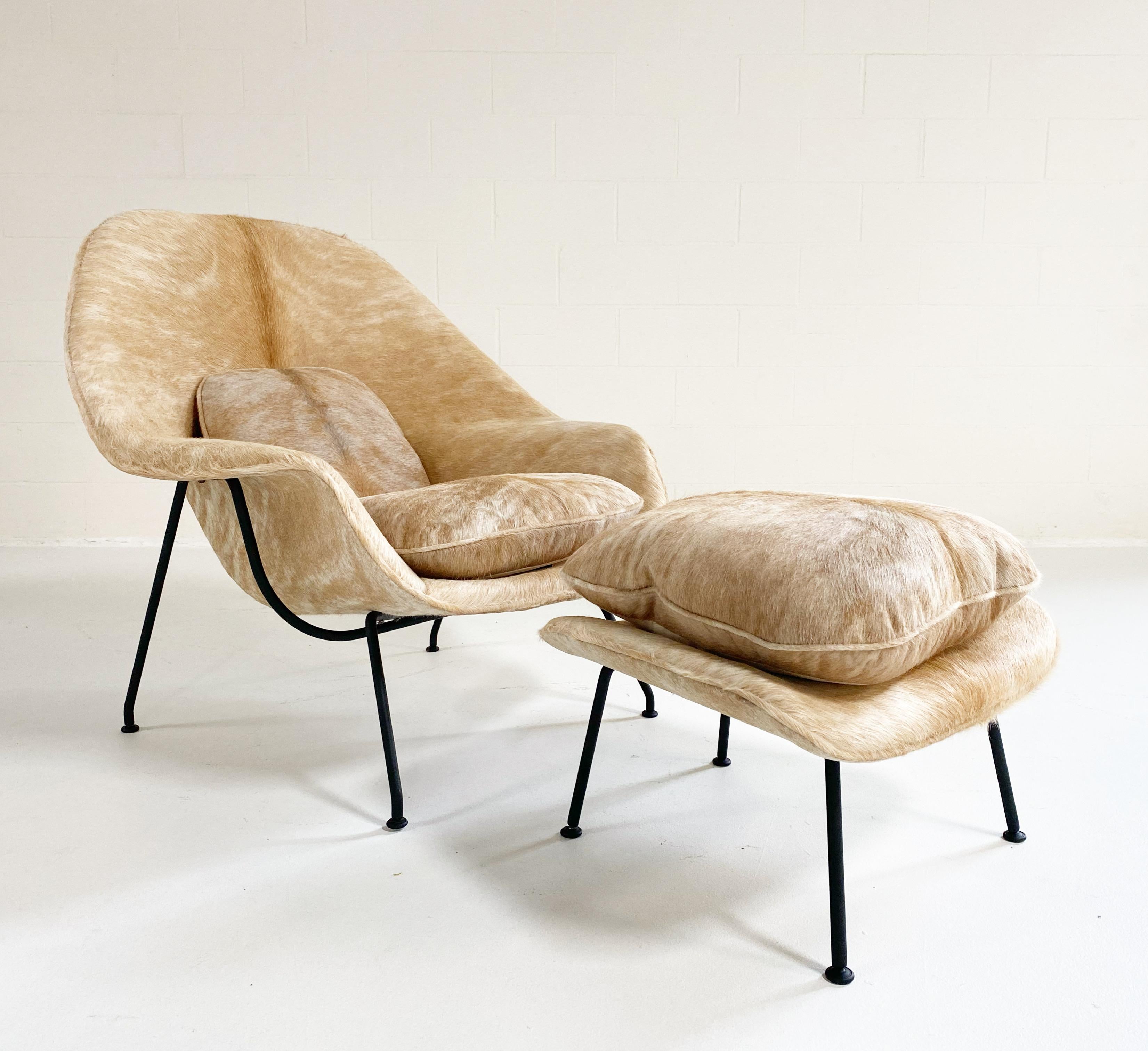 One-of-a-Kind Eero Saarinen Womb Chair and Ottoman Restored in Brazilian Cowhide 1