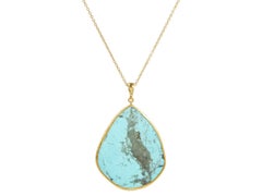 One-of-a-Kind Elements Gold Pendant Necklace, with Turquoise