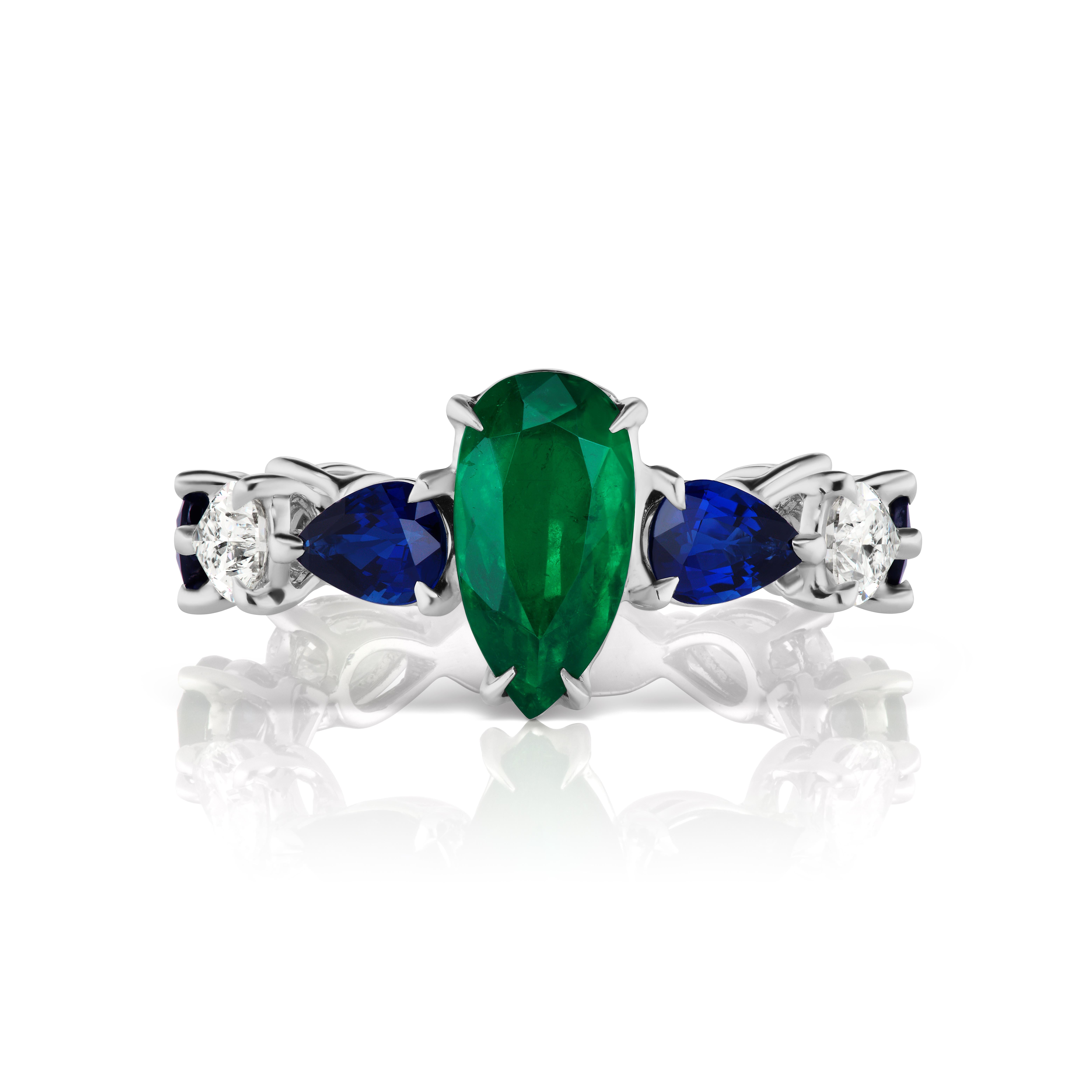 Women's or Men's One of a Kind Emerald Sapphire and Diamond Contemporary Suite For Sale