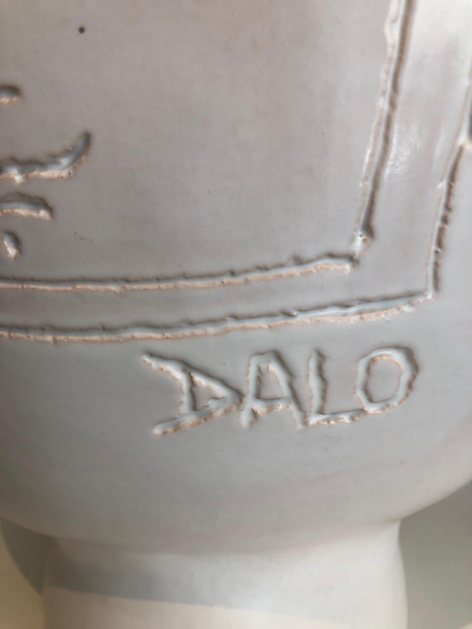 One of a Kind Face Ceramic Base Lamp Signed by Dalo 3