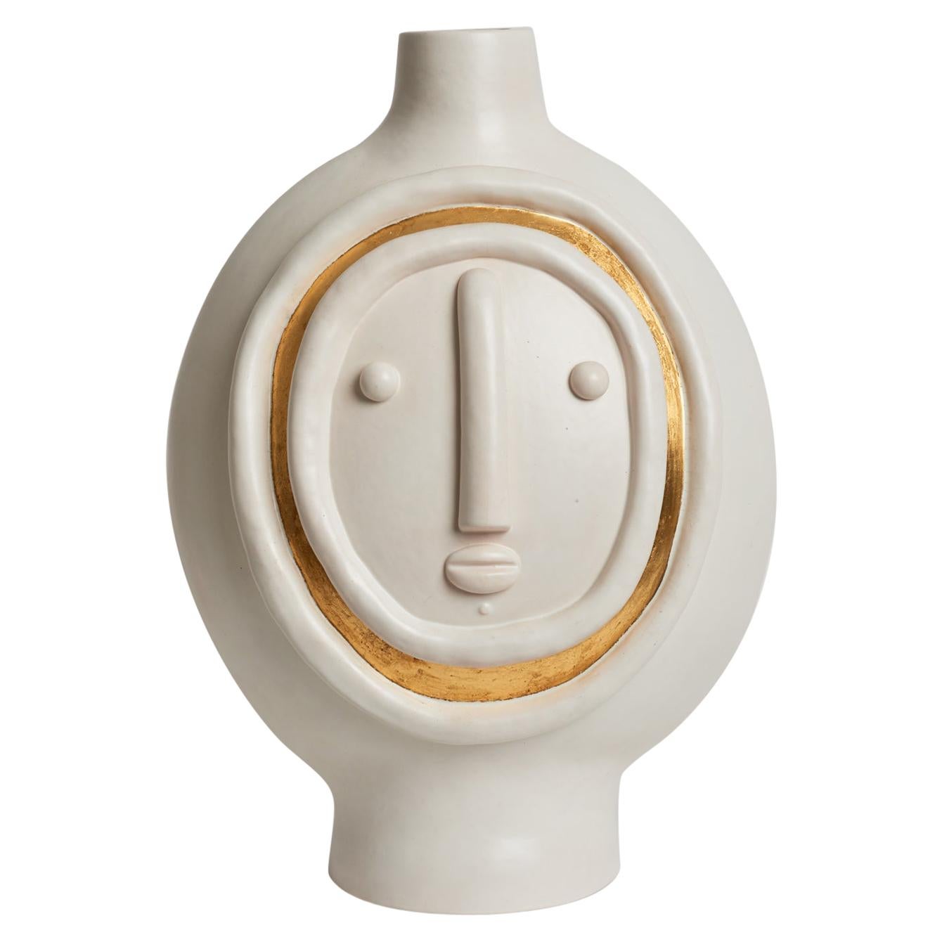 One of a Kind Face Ceramic Base Lamp Signed by Dalo