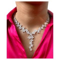 One of a kind floral diamond necklace made with marquise VS-SI natural diamonds