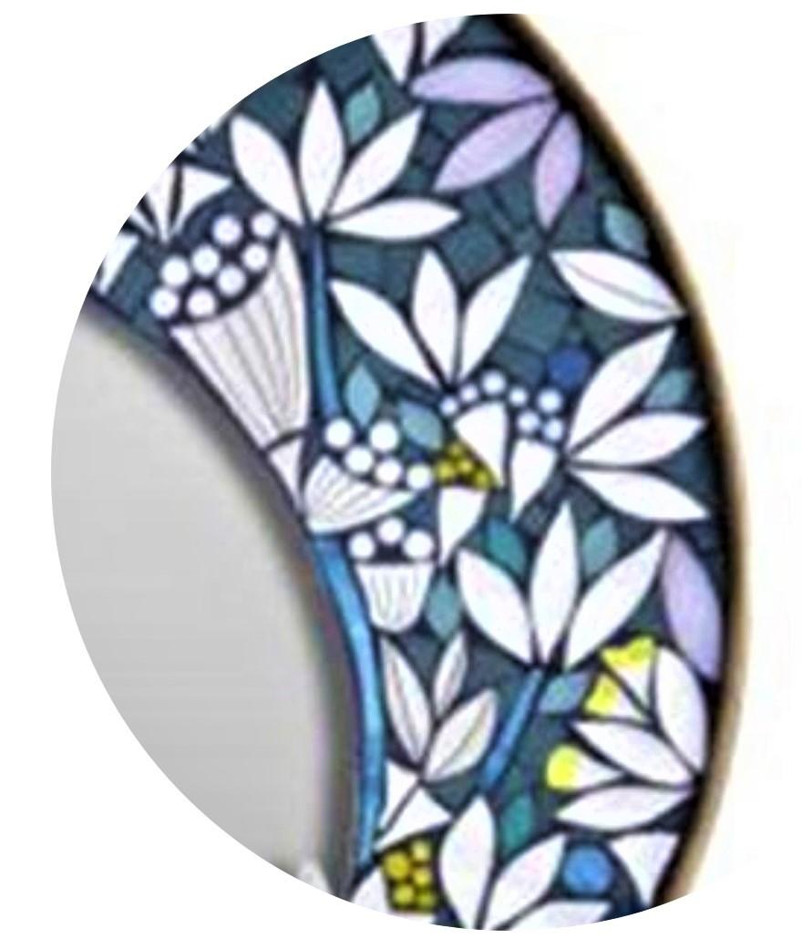 Hand-Crafted One of a Kind Floral Geometric Artist's Round Mosaic Wall Mirror, France