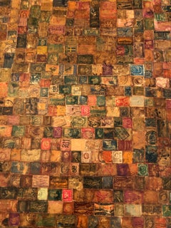 One of a Kind Folding Card Table Collaged with Stamps