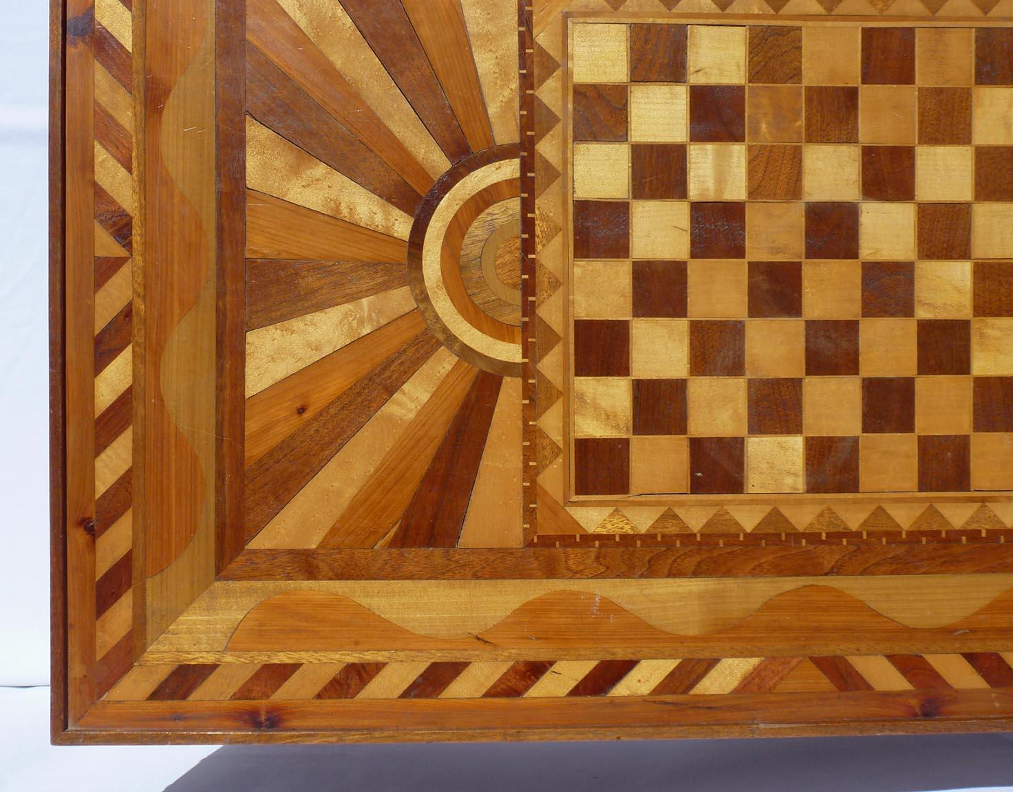 One of a Kind Folk Art Marquetry Game Table, Coffee Table, Great Decoration In Good Condition In Fort Payne, AL