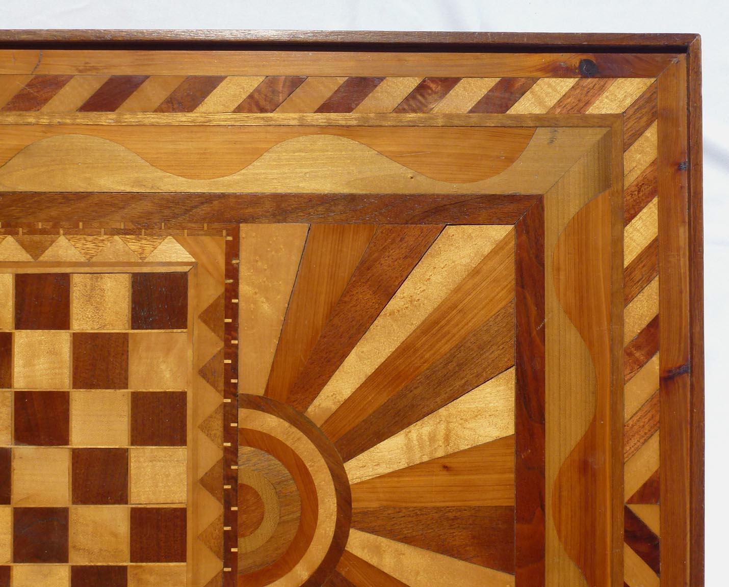 Mid-20th Century One of a Kind Folk Art Marquetry Game Table, Coffee Table, Great Decoration