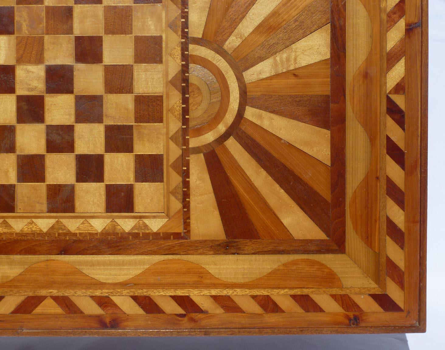 One of a Kind Folk Art Marquetry Game Table, Coffee Table, Great Decoration 1