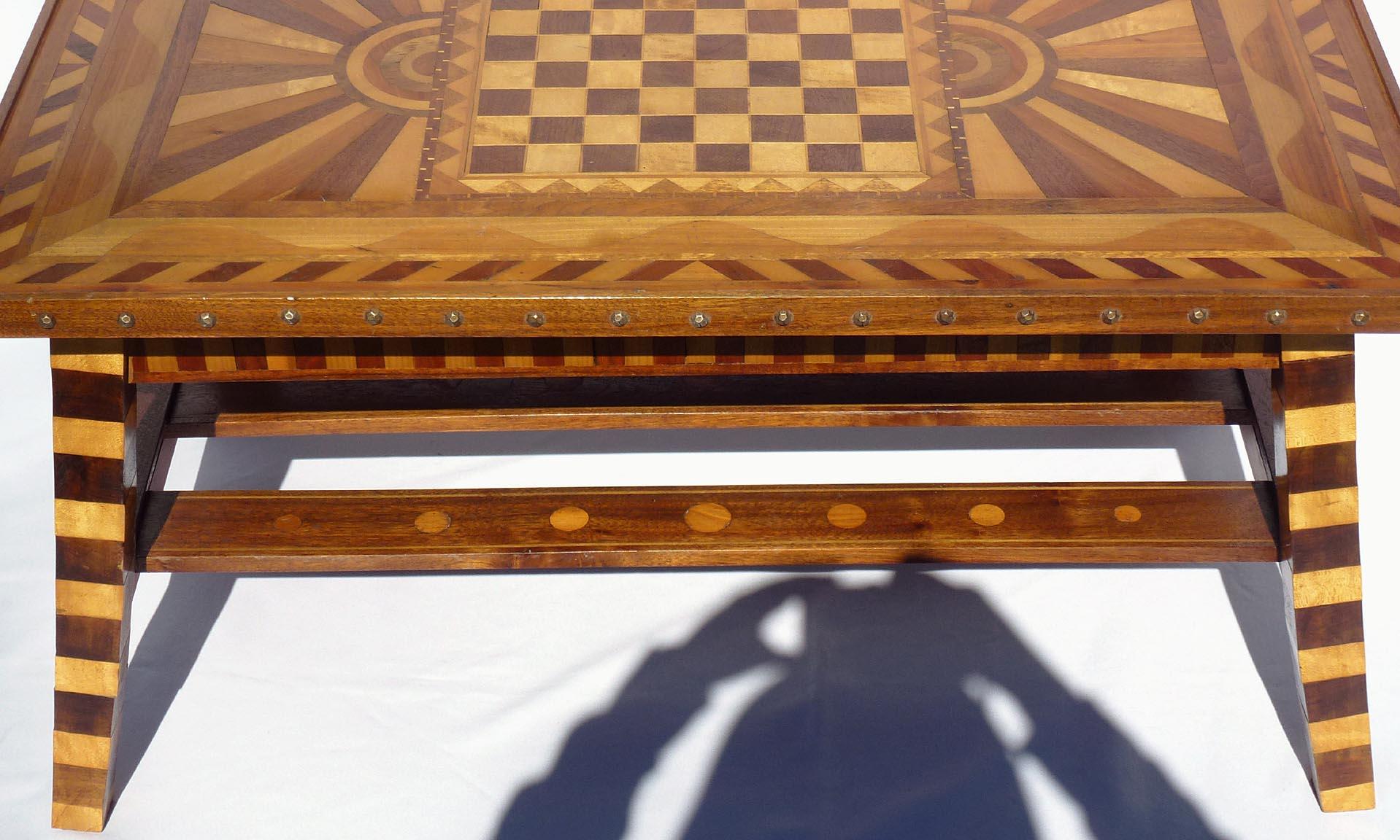 One of a Kind Folk Art Marquetry Game Table, Coffee Table, Great Decoration 2