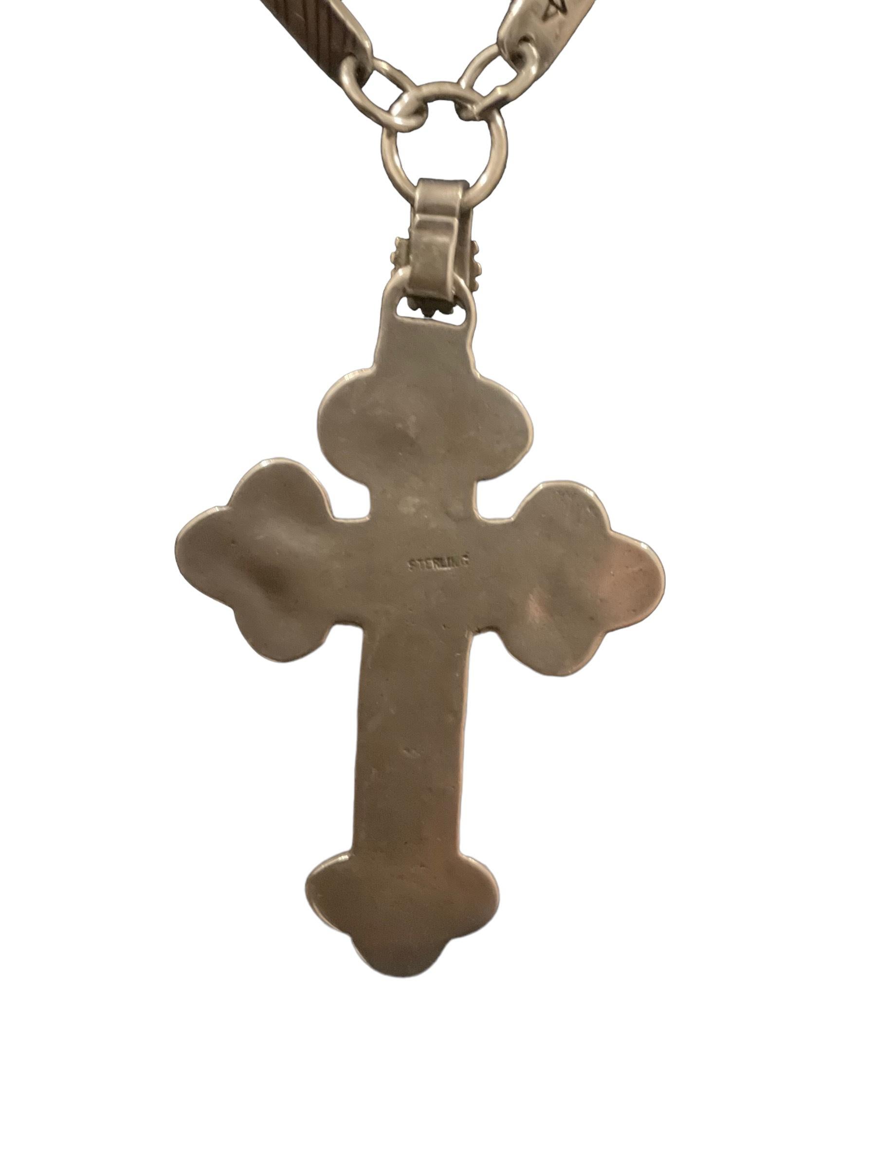 One-Of-A-Kind Fred Harvey Navajo Native American Sterling Silver Cross Necklace 5