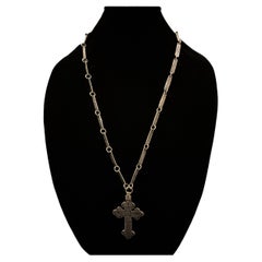 Antique One-Of-A-Kind Fred Harvey Navajo Native American Sterling Silver Cross Necklace