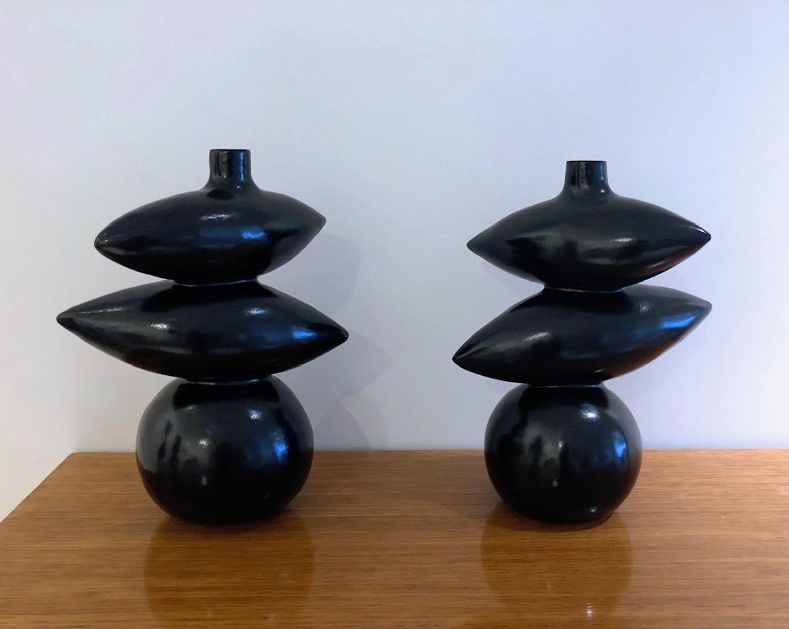One of a Kind Freeform Pair of Ceramic Base Lamp Signed by Dalo In Excellent Condition In Paris, FR