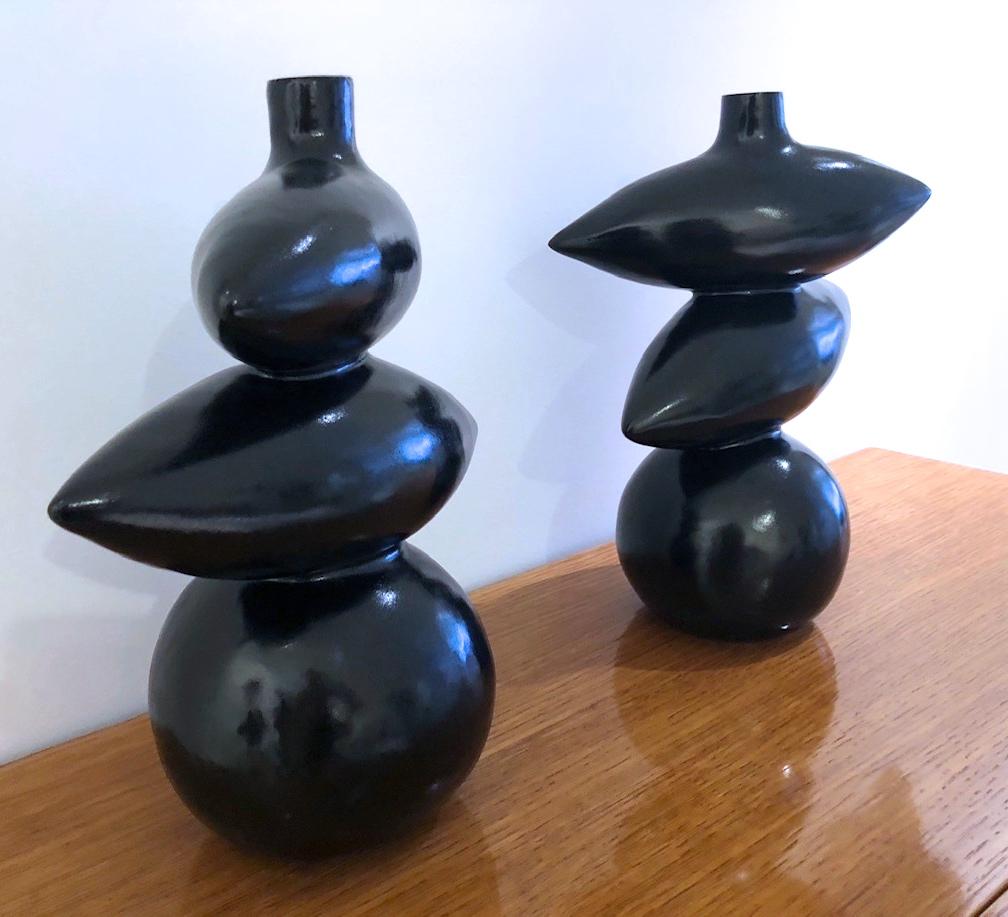 One of a Kind Freeform Pair of Ceramic Base Lamp Signed by Dalo 1