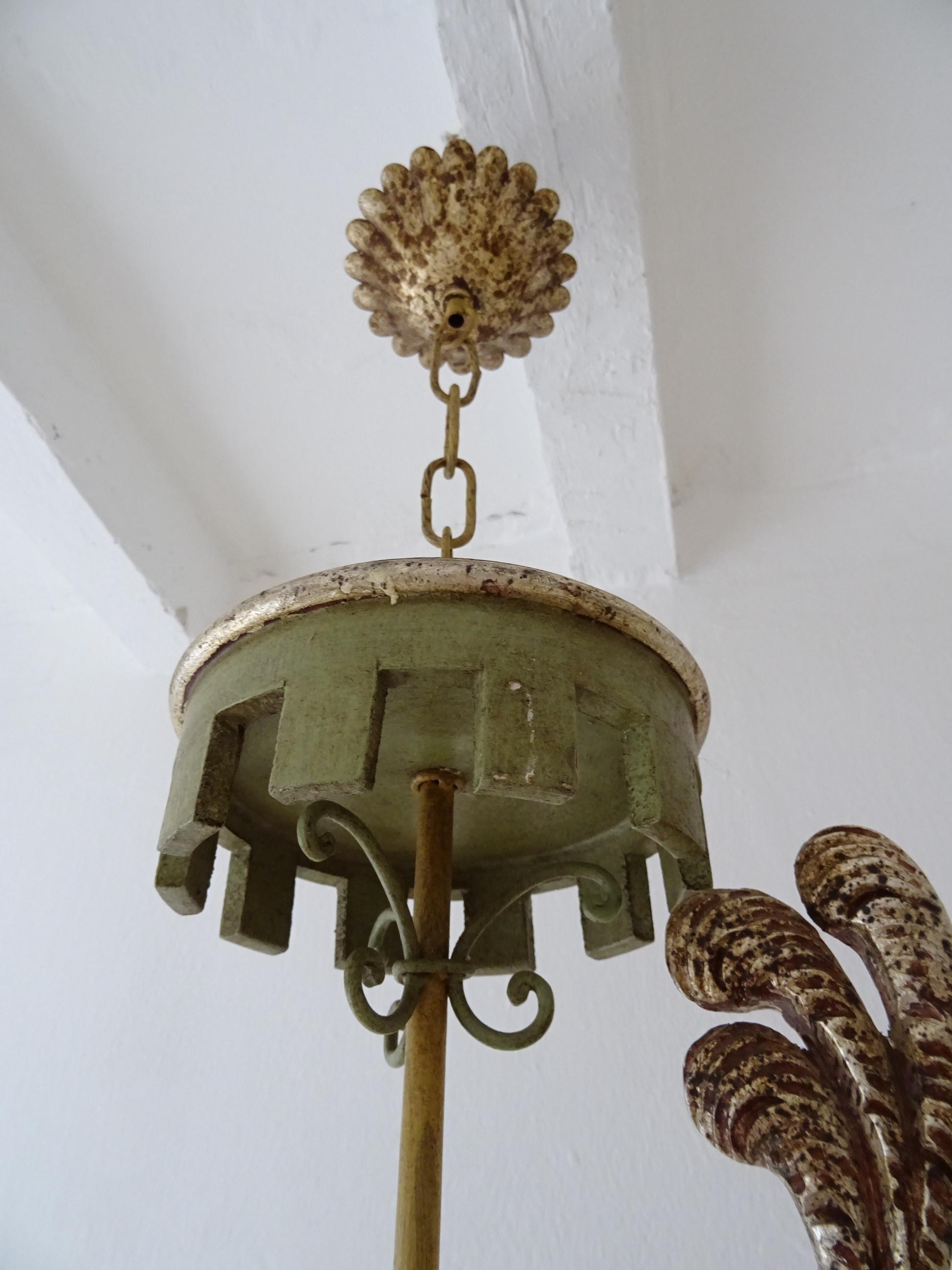 Tôle One of a Kind French Paris Horse Carousel Polychrome Chandelier Parisian c1930