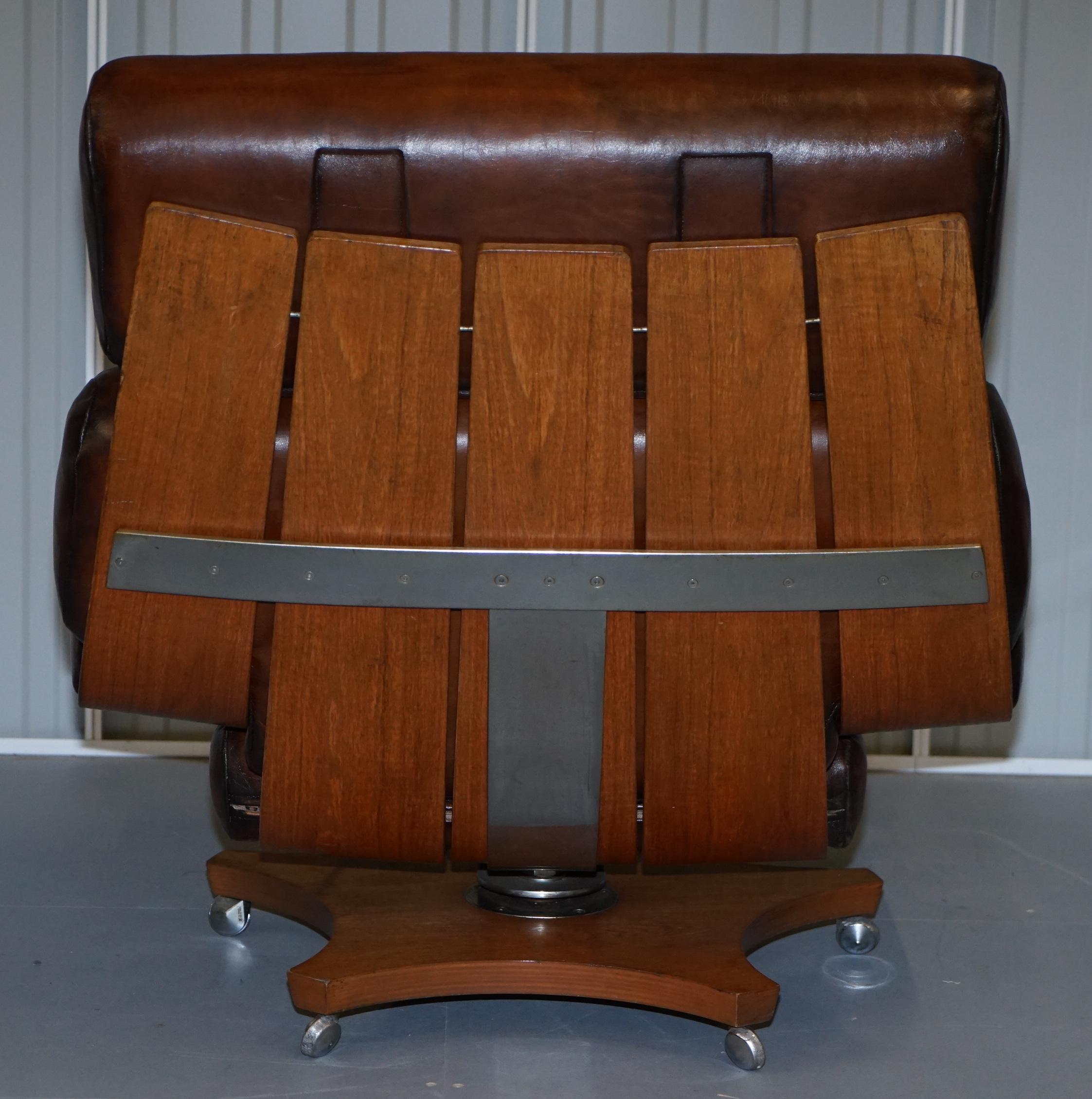 One of a Kind Fully Restored Hand Dyed Brown Leather G Plan Housemaster Armchair For Sale 3