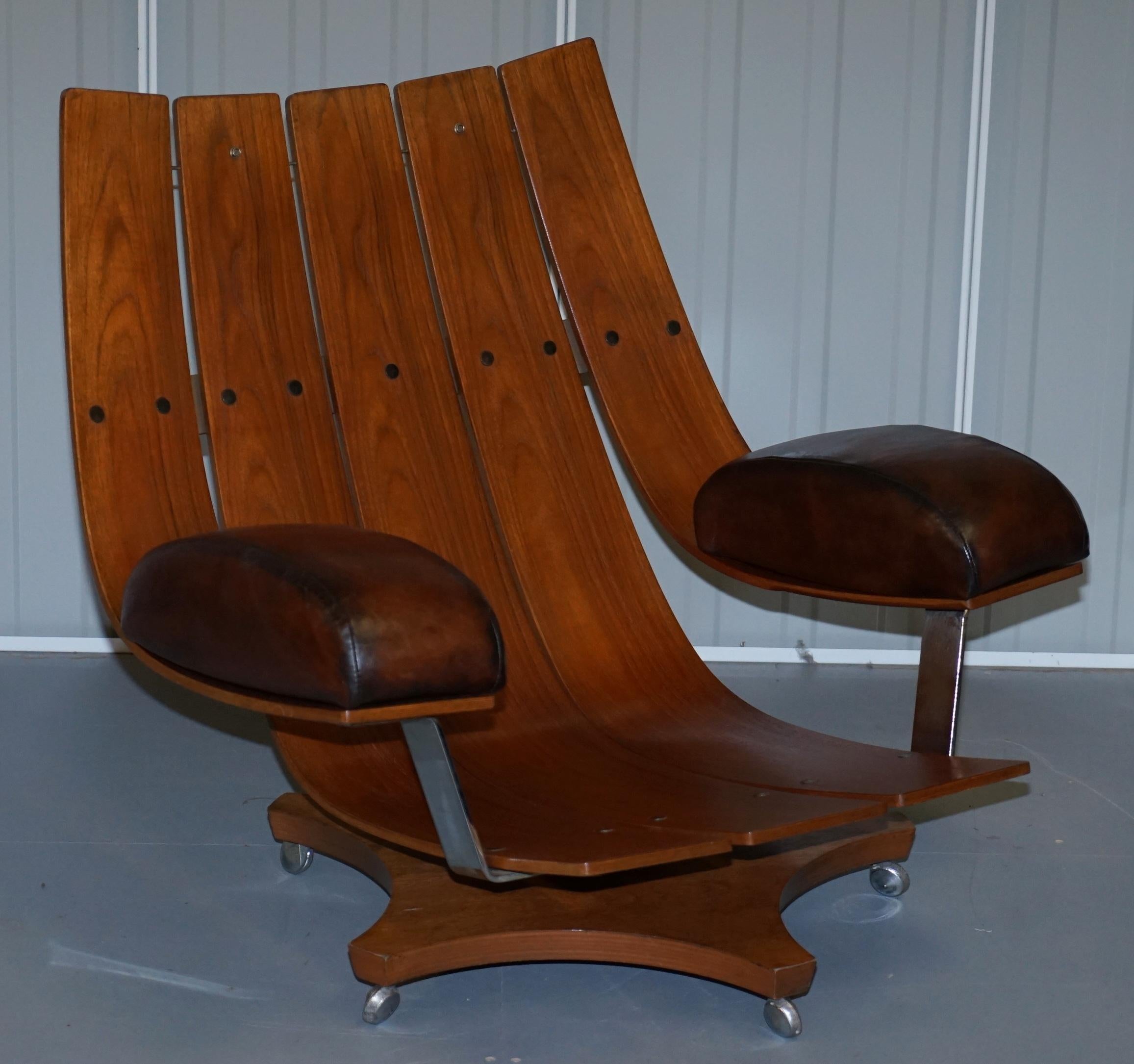 Einzigartiger, vollständig restaurierter, handgefärbter Housemaster-Sessel aus braunem Leder von G-Plan im Angebot 7