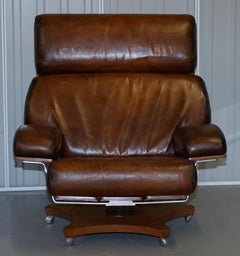 One of a Kind Fully Restored Hand Dyed Brown Leather G Plan Housemaster Armchair