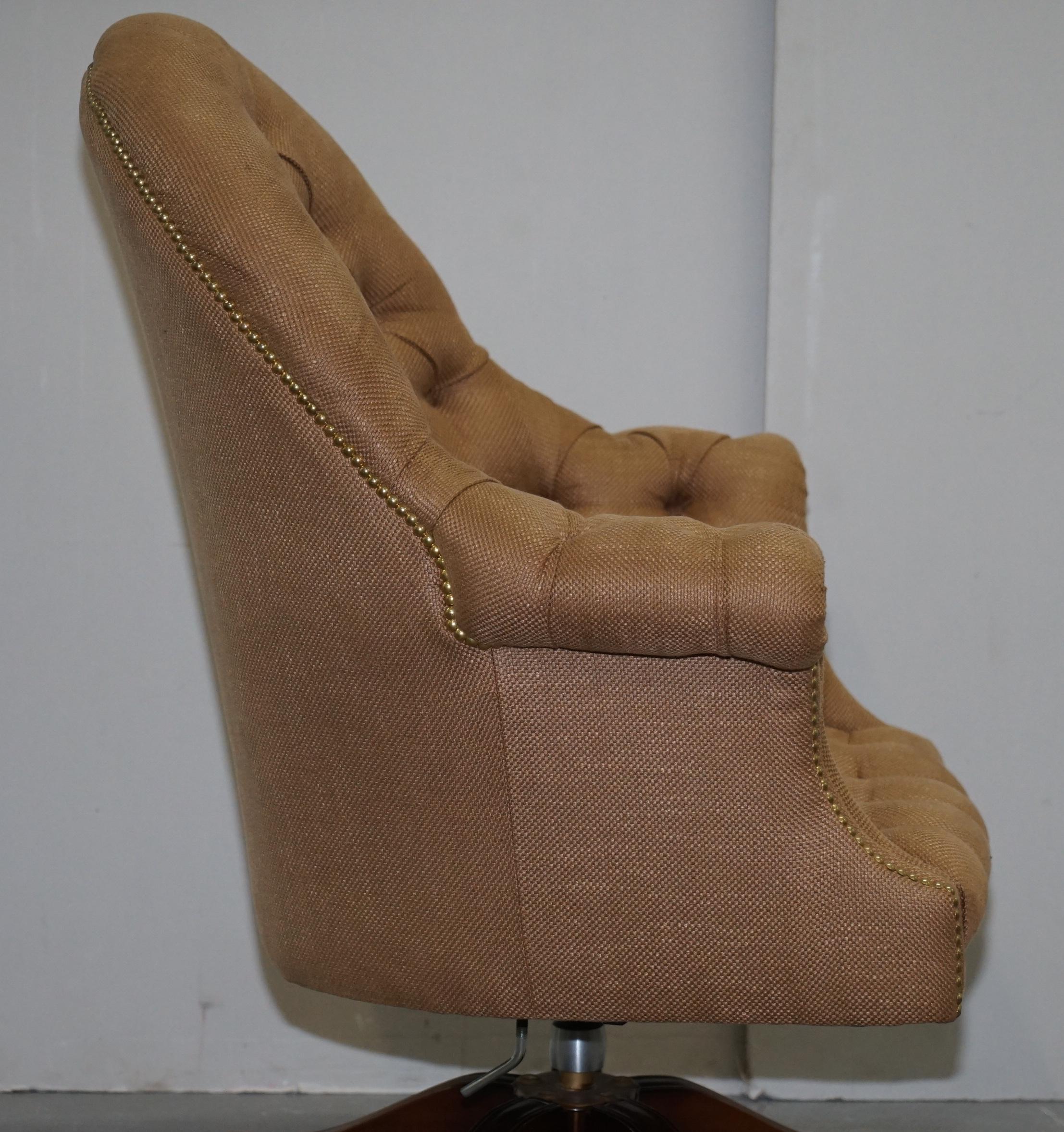 One of a Kind Fully Restored Hardwood Chesterfield Captains Directors Armchair For Sale 8