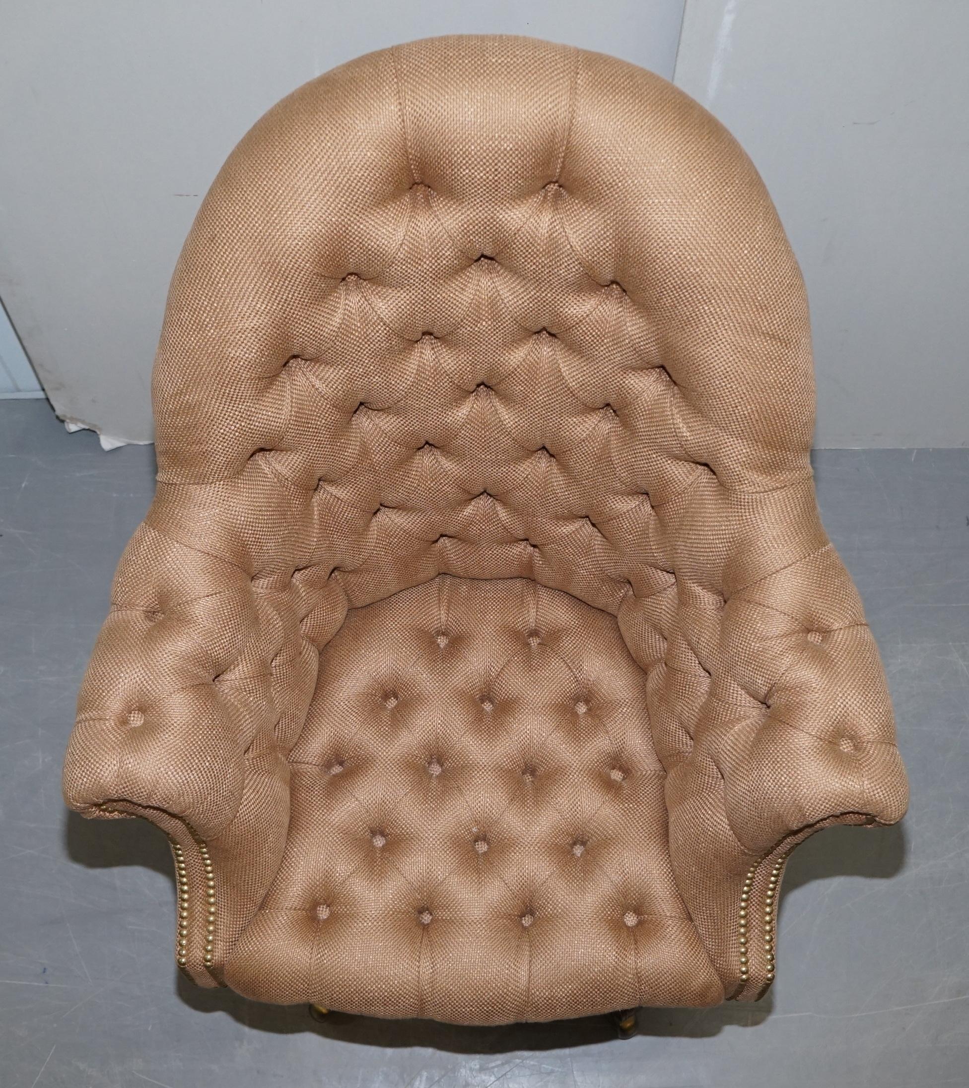 20th Century One of a Kind Fully Restored Hardwood Chesterfield Captains Directors Armchair For Sale