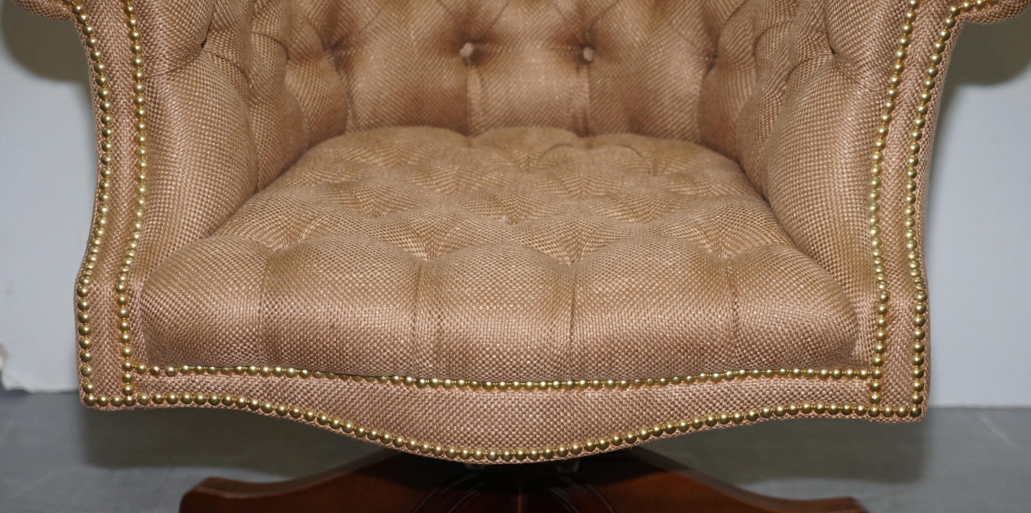 One of a Kind Fully Restored Hardwood Chesterfield Captains Directors Armchair For Sale 3