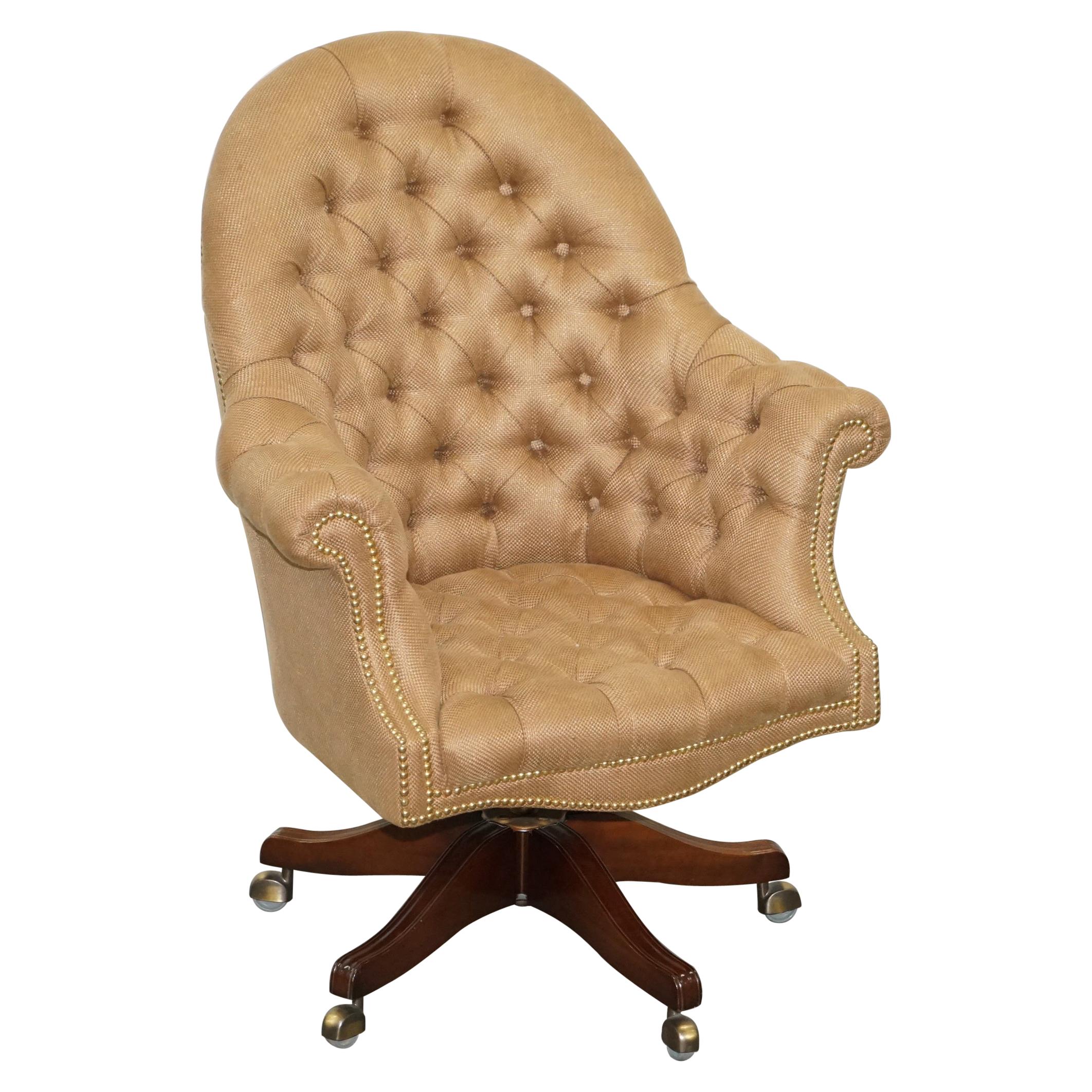 One of a Kind Fully Restored Hardwood Chesterfield Captains Directors Armchair For Sale