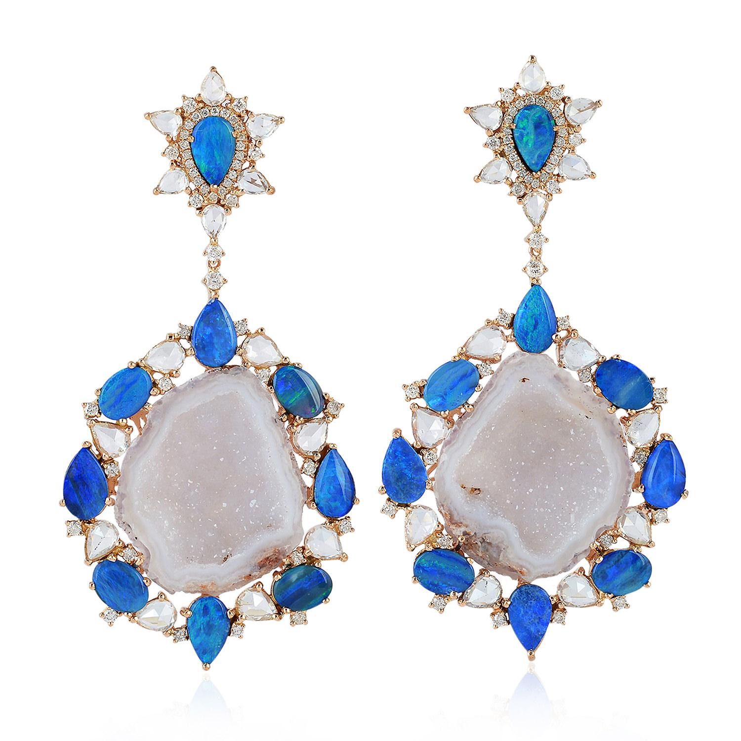 White opal geode earrings