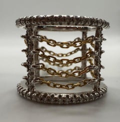 One of a kind GEOMETRIC diamond ring 18KT gold chains diamond ring movable ring