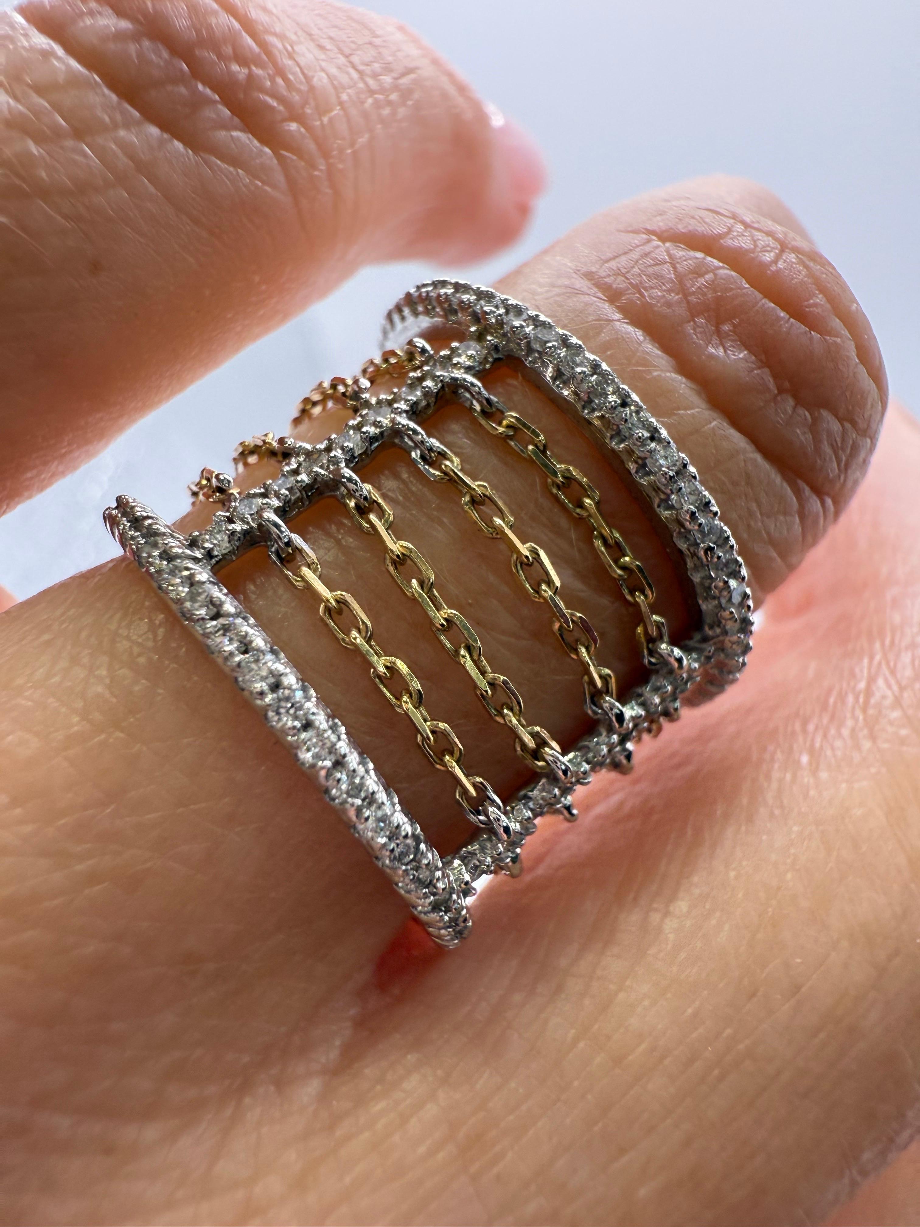 Anillo de diamantes GEOMÉTRICO único en su género Anillo móvil de cadenas de diamantes de oro de 18 KT en Nuevo estado para la venta en Boca Raton, FL