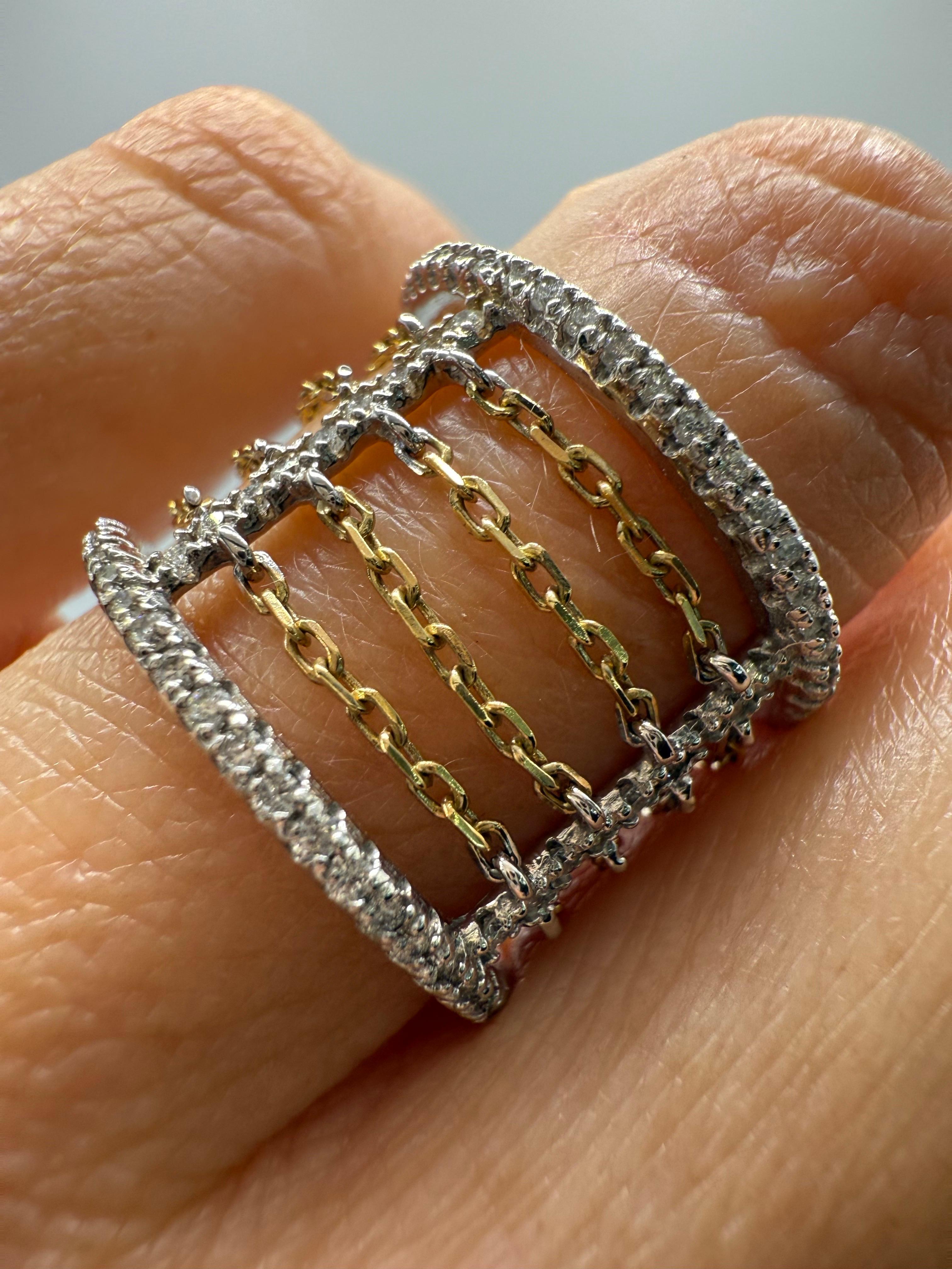 Anillo de diamantes GEOMÉTRICO único en su género Anillo móvil de cadenas de diamantes de oro de 18 KT en venta 3