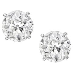 GIA Certified 3.63 Total Weight Old European Cut Diamond Studs F/E Color