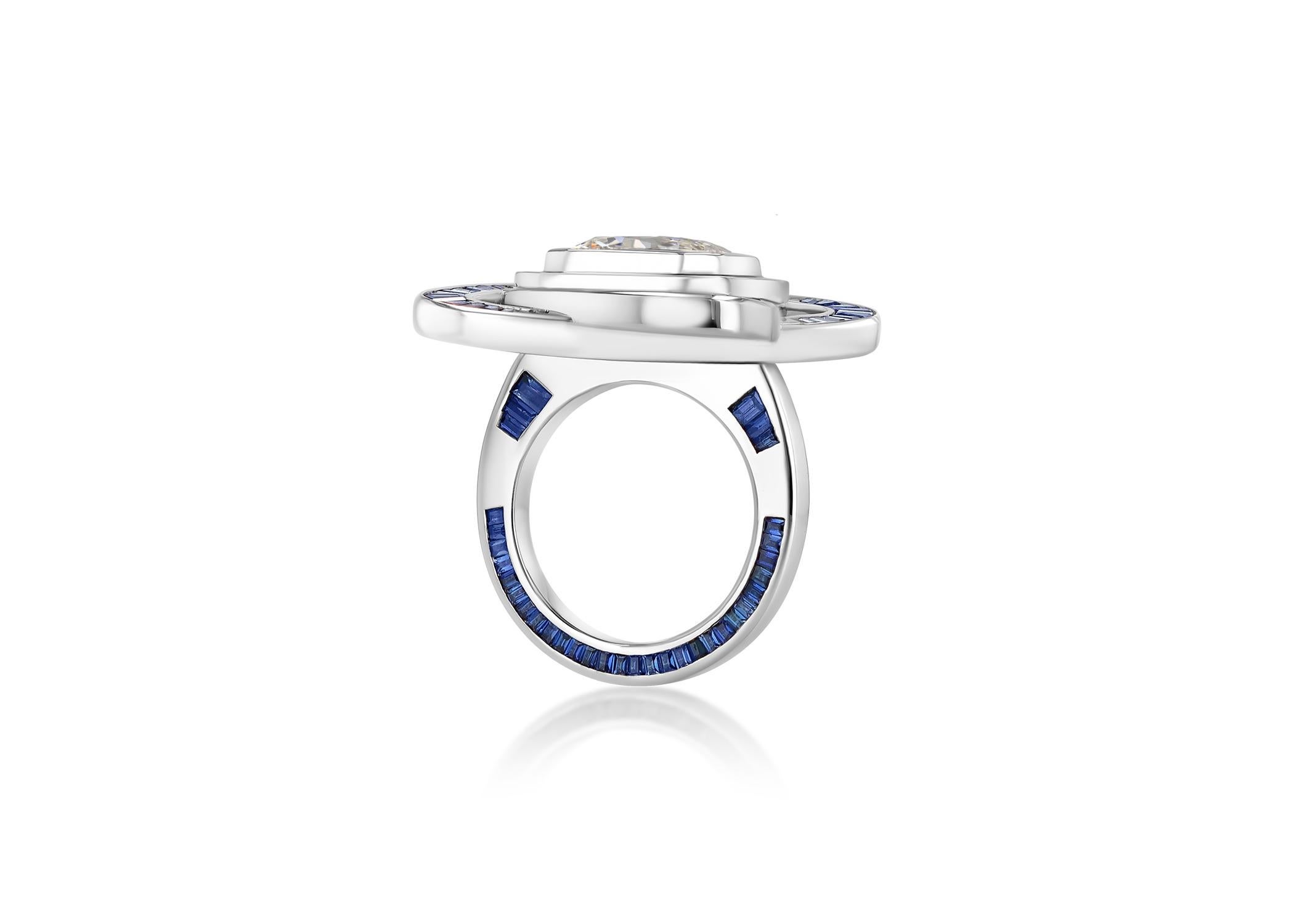 Una rivisitazione del nostro classico anello Orbitalis. Per questo speciale design unico nel suo genere, abbiamo deciso di creare una versione con un favoloso diamante radiante antico da 7 carati per creare un mega anello da cocktail e un vero e