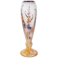 One of a Kind Glass Vase by Le Verre Francais, Signed on Base, France, 1930s