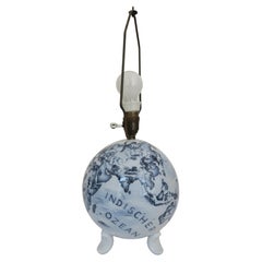 Retro One-of-a-kind Globe Table Lamp, Hand Painted Porcelain 'Shade Included'