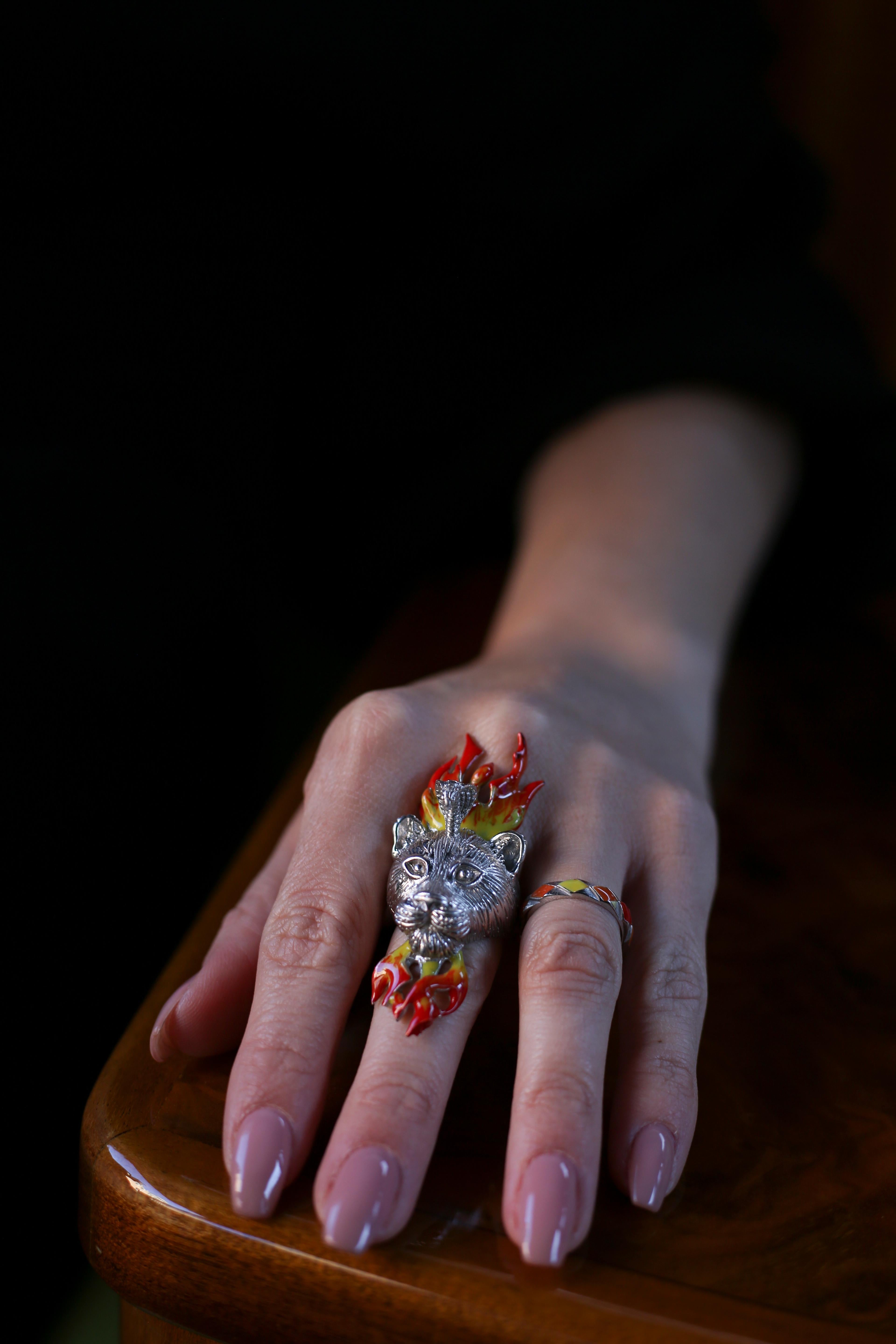 One of a kind Goddess Sekhnet Lioness Ring by Vanessa Cocchetto of Talys Jewels  4