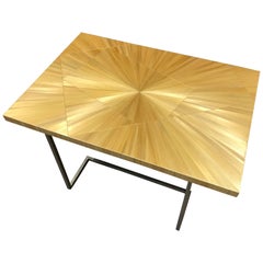 One of a Kind Gold Straw Marquetry Coffee Side Table, France