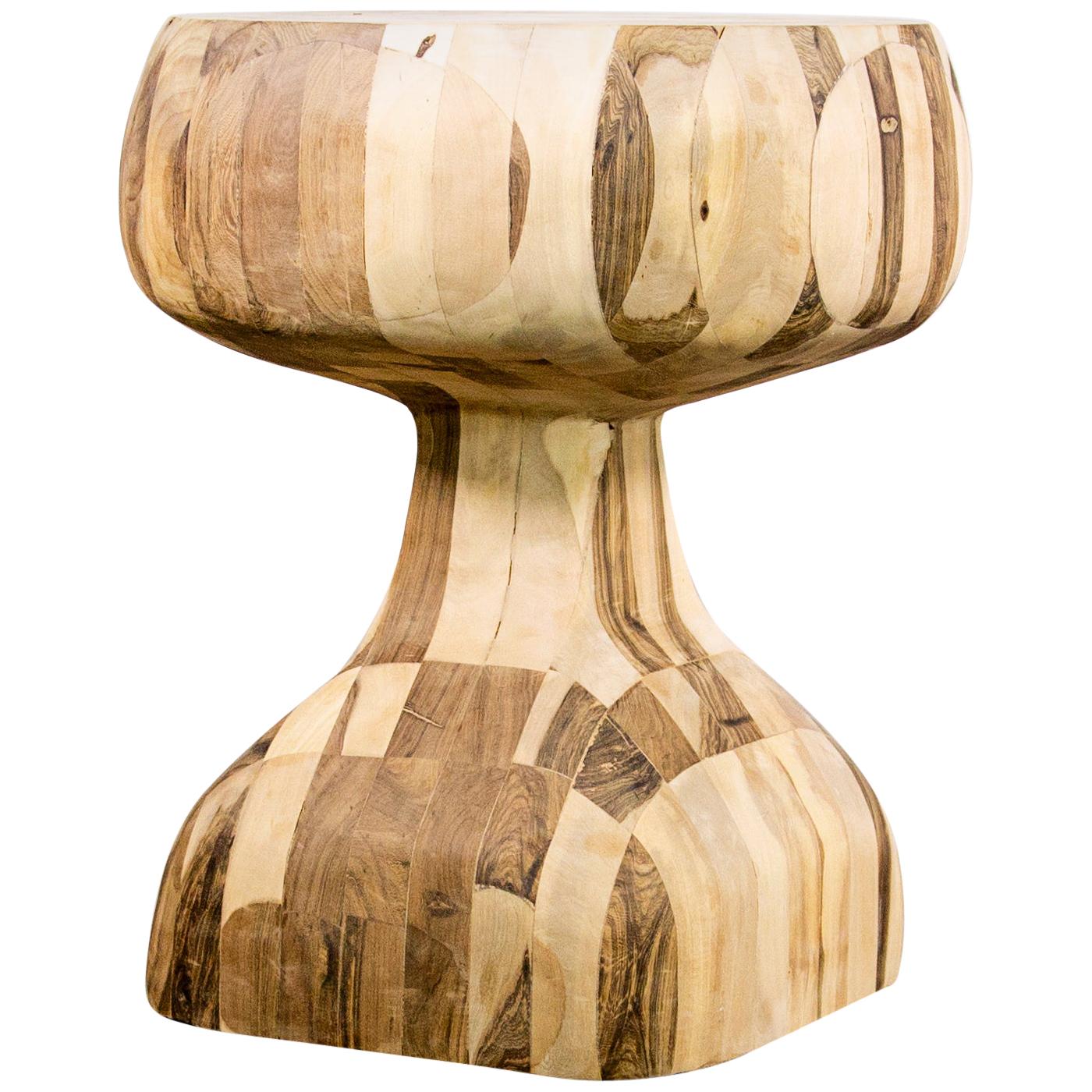 Hand Carved Solid Wood Side Cocktail Table from Costantini, Caliz, In Stock  For Sale