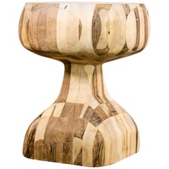 One of a Kind Hand Carved Solid Wood Side Cocktail Table from Costantini